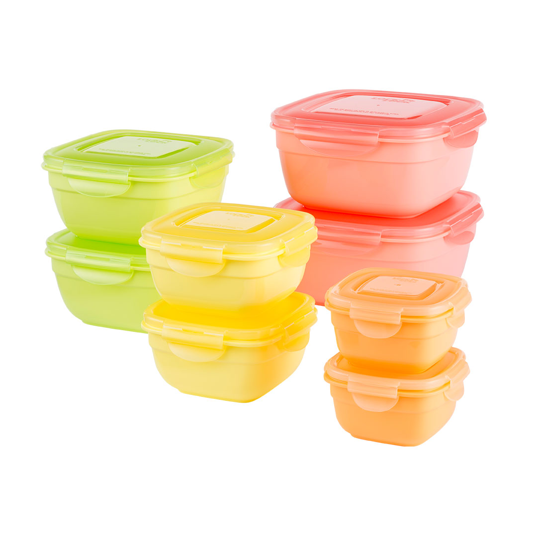 Set stapelbare vershouddozen 8-delig Soft Multicolor - Afbeelding 3