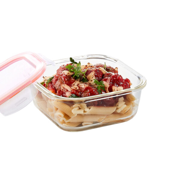 Glazen ovenschaal met deksel 750ml vierkant