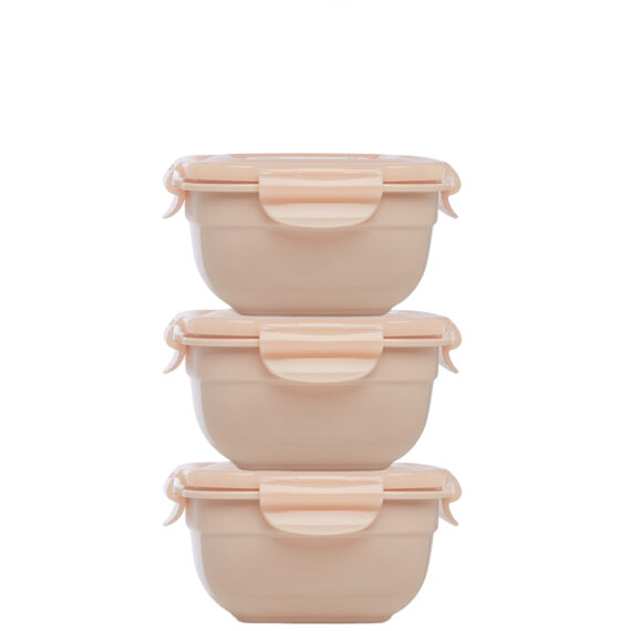 Stapelbare vershouddozen 520 ml oudroze set 3-delig