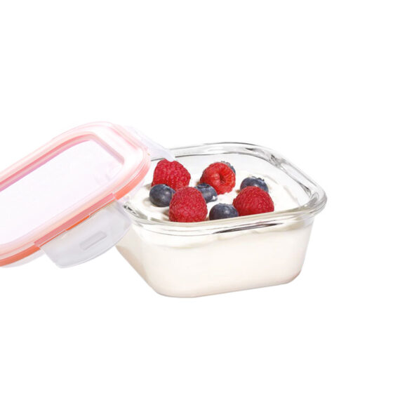 Glazen ovenschaaltje met deksel 300ml vierkant