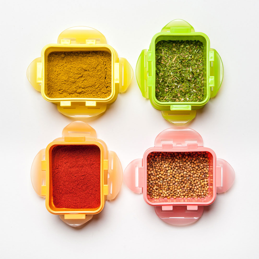 Set van 4 snackdoosjes (4x 180 ml) multicolor