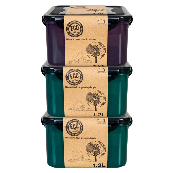 ECO vershoudbakjes 1,2 liter vierkant