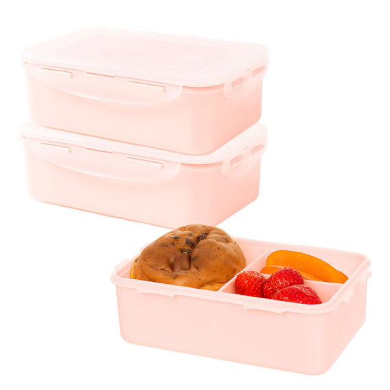 Set vershoudbakjes met vakjes roze